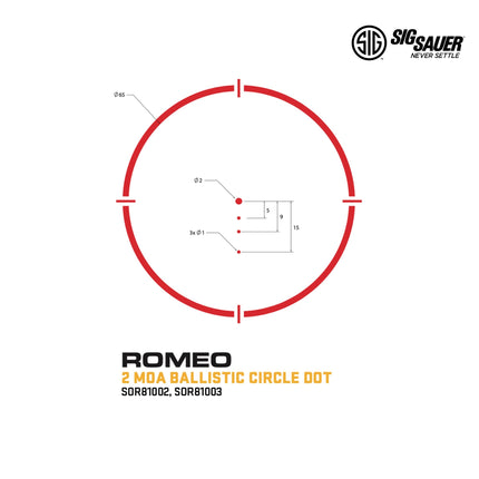 SIG Sauer ROMEO8T Red Dot Sight 2 MOA Ballistic Circle Dot Black Reticle - SOR81002 Red Dot Sight SIG Sauer 